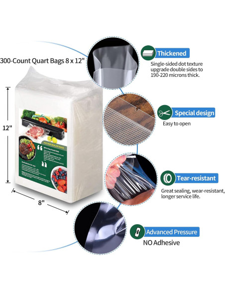 Bolsas de Sellado al Vacío AENTGIU 300 Cuentas 20x30 cm Bolsas de Sellado al Vacío AENTGIU 300 Cuentas 20x30 cm