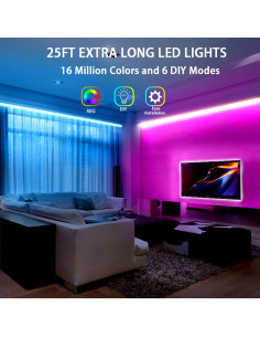 Tiras LED dalattin 7,62 m RGB con Control Remoto 44 Teclas 2