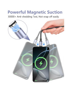 5Pack Cable de Carga Magnético SUNTAIHO 3 en 1 USB C Micro USB 2