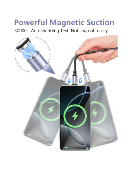 5Pack Cable de Carga Magnético SUNTAIHO 3 en 1 USB C Micro USB