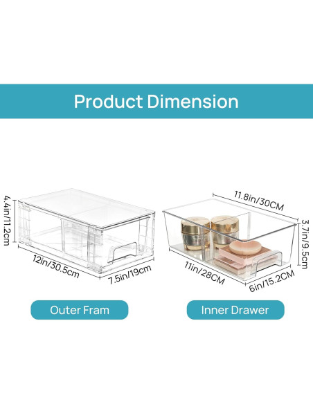 Cajones de Almacenamiento Vtopmart 4 Pack Acrílico Transparente