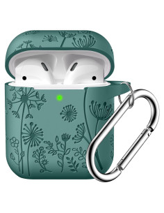 Funda de Silicona Grabada Lerobo para AirPods 1/2 Gen Verde Pino