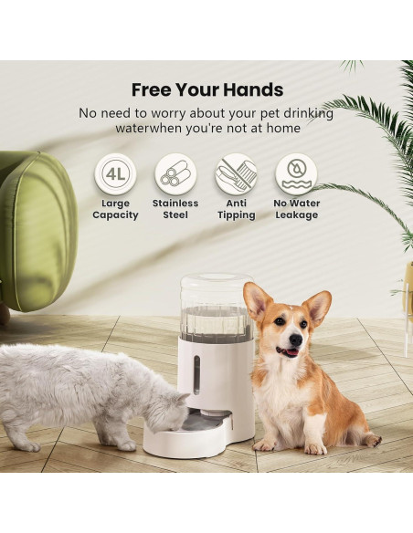 Dispensador de Agua Automático CZPET 4L con Tazón Inoxidable