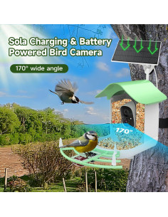 Comedero Inteligente para Aves Aprilmin 2K Carga Solar Verde 2