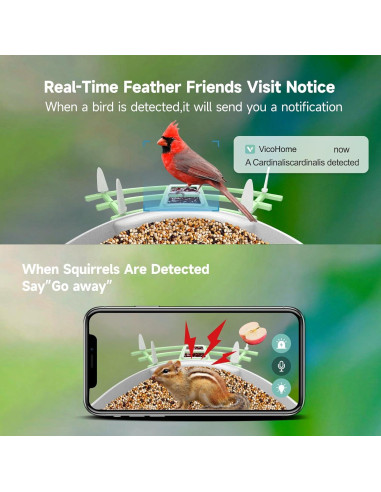 Comedero Inteligente para Aves Aprilmin 2K Carga Solar Verde