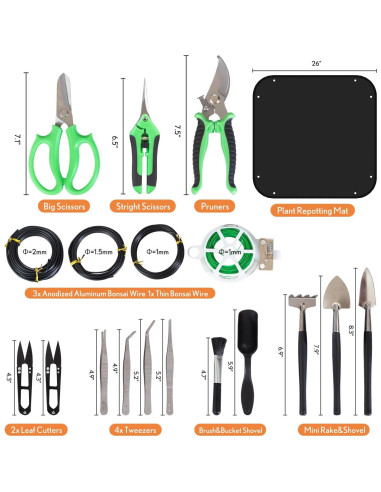 Kit de Herramientas para Bonsai Inntop 20 Pcs para Jardinería
