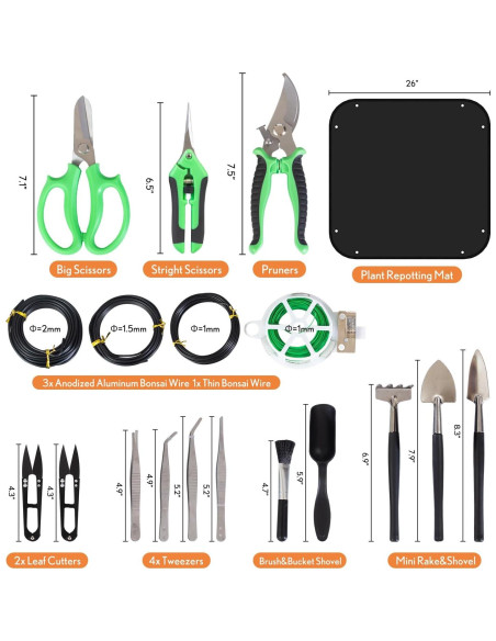 Kit de Herramientas para Bonsai Inntop 20 Pcs para Jardinería