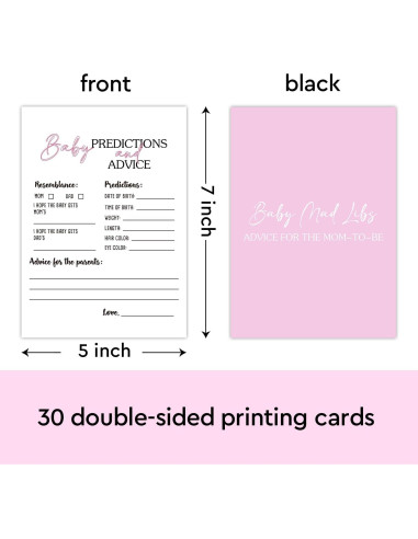 Juego de Baby Shower YUEXLL 30 Tarjetas Predicciones 12,7x17,8cm