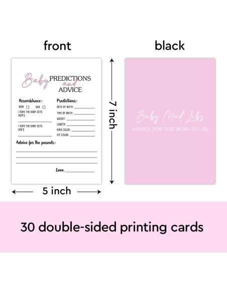 Juego de Baby Shower YUEXLL 30 Tarjetas Predicciones 12,7x17,8cm