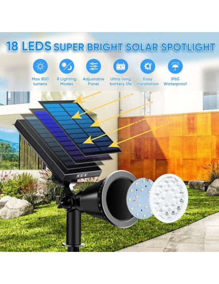 Foco Solar KEV 800 Lúmenes 18 LEDs IP65 4 Paquete Foco Solar KEV 800 Lúmenes 18 LEDs IP65 4 Paquete
