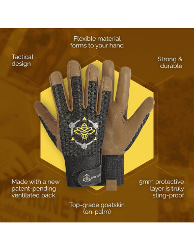 Guantes de Apicultura Apis Tactical Piel Cabra Grande