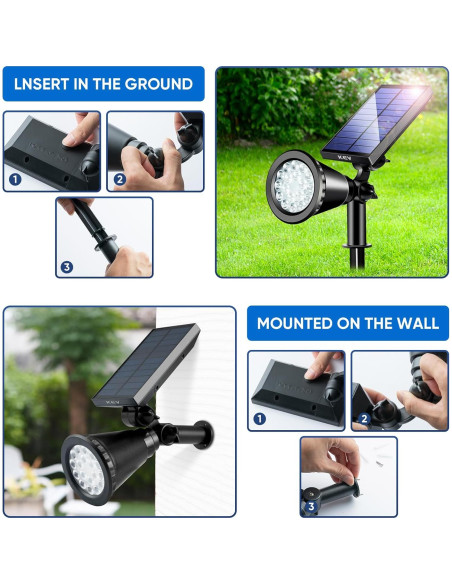 Foco Solar KEV 800 Lúmenes 18 LEDs IP65 4 Paquete Foco Solar KEV 800 Lúmenes 18 LEDs IP65 4 Paquete