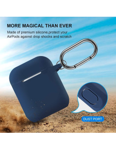 Funda de Silicona ATUAT para AirPods 1 y 2 - Azul Medianoche 2