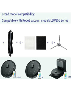 Piezas de Repuesto DovLazm para Robot Aspirador Eufy L60/L50 - 1 Cepillo Rodante, 4 Filtros y 4 Cepillos Laterales 2