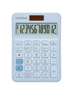 Calculadora UNIONE DC LCD 12 dígitos portátil azul