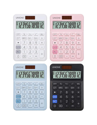 Calculadora UNIONE DC LCD 12 dígitos portátil azul