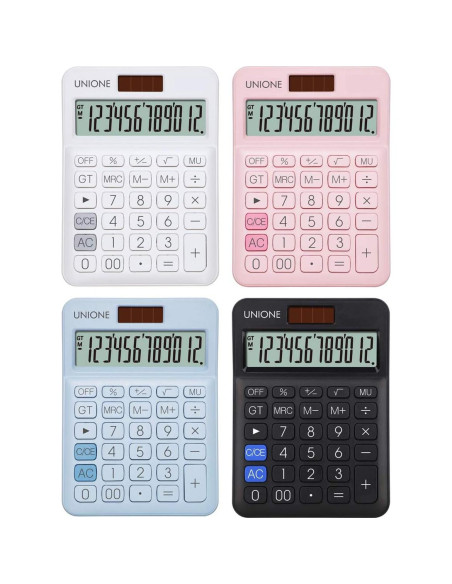 Calculadora UNIONE DC LCD 12 dígitos portátil azul