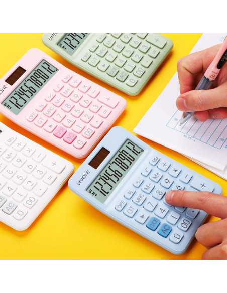 Calculadora UNIONE DC LCD 12 dígitos portátil azul