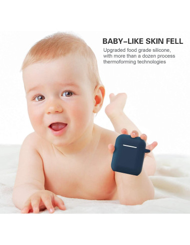 Funda de Silicona ATUAT para AirPods 1 y 2 - Azul Medianoche