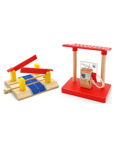 Juego de Grúa de Madera DSHMIXIA con Vagones para Niños