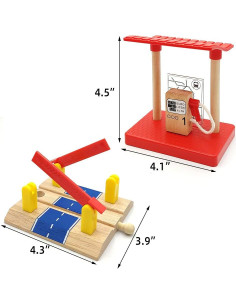 Juego de Grúa de Madera DSHMIXIA con Vagones para Niños 2