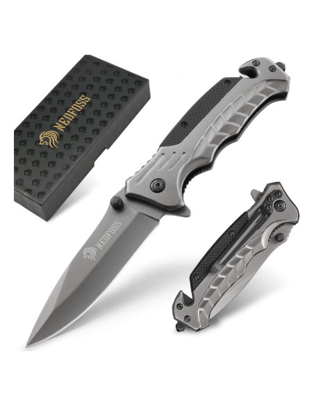 Cuchillo de bolsillo NedFoss FA46 3 en 1 con rompevidrios