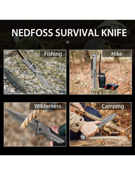 Cuchillo de bolsillo NedFoss FA46 3 en 1 con rompevidrios