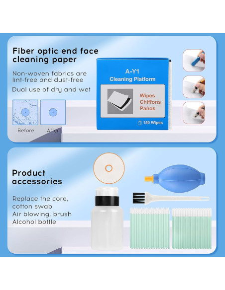 Kit de limpieza de fibra óptica 11 en 1 BAOSHLA con caja y herramientas