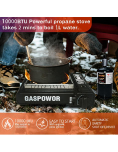 Estufa de Camping GASPOWOR Doble Combustible 10000 BTU 2