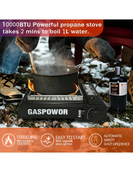 Estufa de Camping GASPOWOR Doble Combustible 10000 BTU