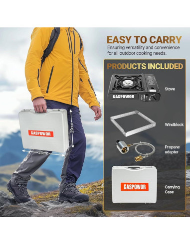 Estufa de Camping GASPOWOR Doble Combustible 10000 BTU