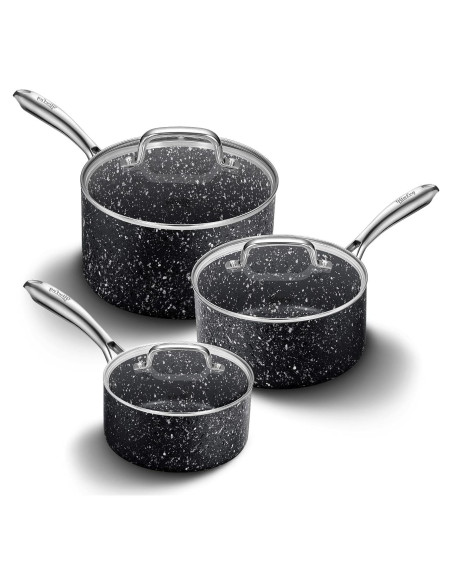 Juego de Cacerolas HLAFRG 3 Piezas Antiadherentes Negro Juego de Cacerolas HLAFRG 3 Piezas Antiadherentes Negro