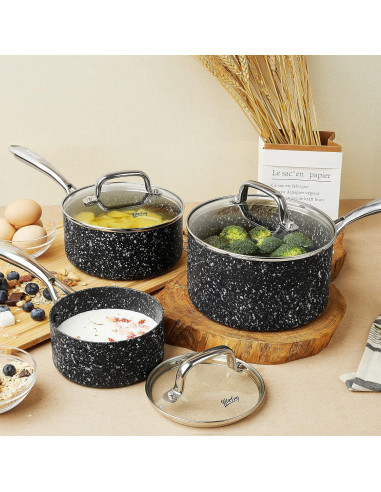 Juego de Cacerolas HLAFRG 3 Piezas Antiadherentes Negro