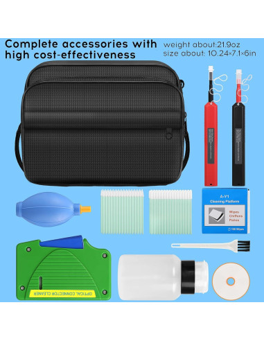 Kit de limpieza de fibra óptica 11 en 1 BAOSHLA con caja y herramientas