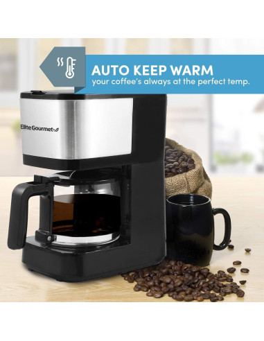 Cafetera Automática Elite Gourmet EHC9420 5 Tazas Acero Inoxidable