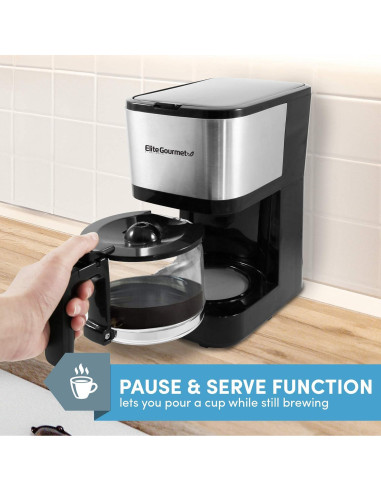Cafetera Automática Elite Gourmet EHC9420 5 Tazas Acero Inoxidable