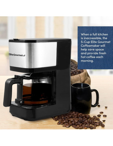 Cafetera Automática Elite Gourmet EHC9420 5 Tazas Acero Inoxidable