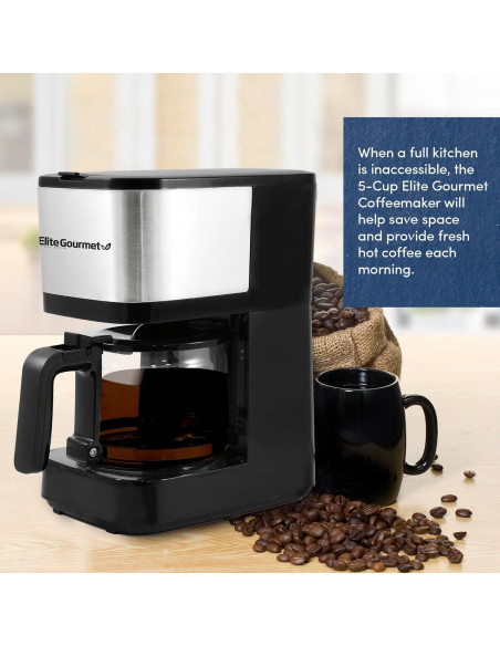 Cafetera Automática Elite Gourmet EHC9420 5 Tazas Acero Inoxidable
