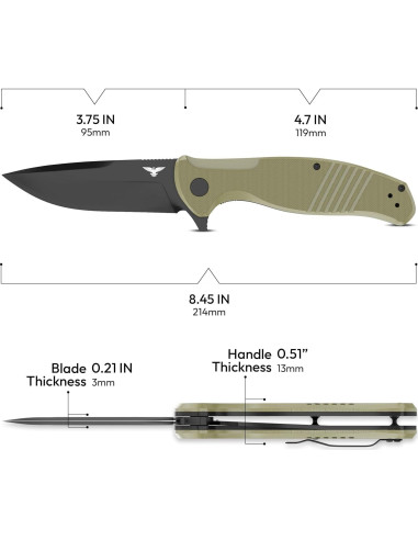 Cuchillo de bolsillo Founding Forgers NITE SHELL 9.53 cm EDC