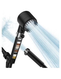 Cabezal de Ducha Filtrado PWERAN 3 Modos Alta Presión Negro