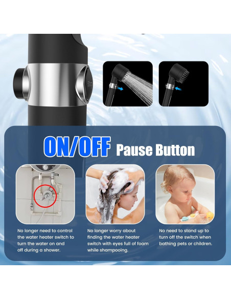 Cabezal de Ducha Filtrado PWERAN 3 Modos Alta Presión Negro Cabezal de Ducha Filtrado PWERAN 3 Modos Alta Presión Negro