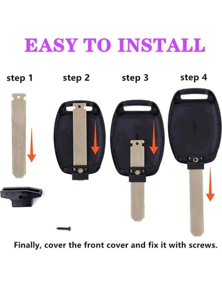 Funda de llave Honda Accord Civic CRV 3 Botones Negra