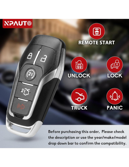 Llavero remoto NPAUTO para Ford Mustang y Lincoln 2013-2019