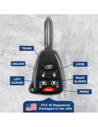 Llave Remota KeylessOption para Dodge Grand Caravan 6 Botones