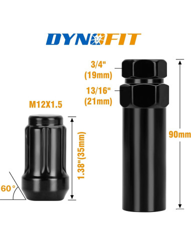Dynofit Juego de Tuercas de Rueda M12x1.5 20pc con Llave