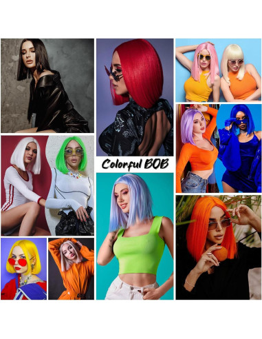 Peluca Bob Negra Tereshar Sintética 30 cm Resistente al Calor