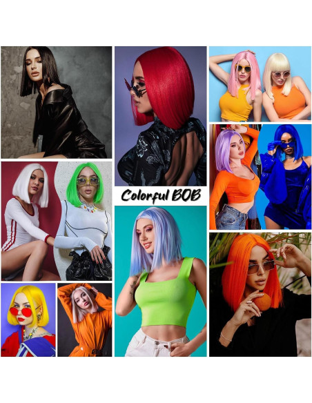 Peluca Bob Negra Tereshar Sintética 30 cm Resistente al Calor