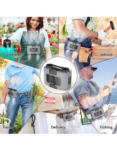 Ventilador portátil PANERGY 10000mAh clip-on 10 velocidades