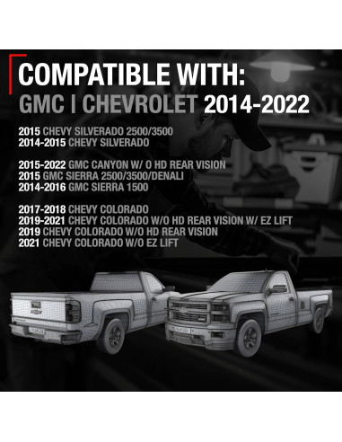 Cámara de respaldo T1A para Chevrolet y GMC 2014-2015
