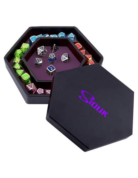 Bandeja Hexagonal para Dados SIQUK con Tapa Púrpura